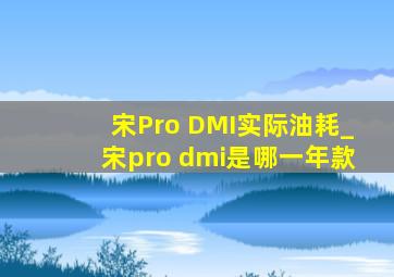 宋Pro DMI实际油耗_宋pro dmi是哪一年款